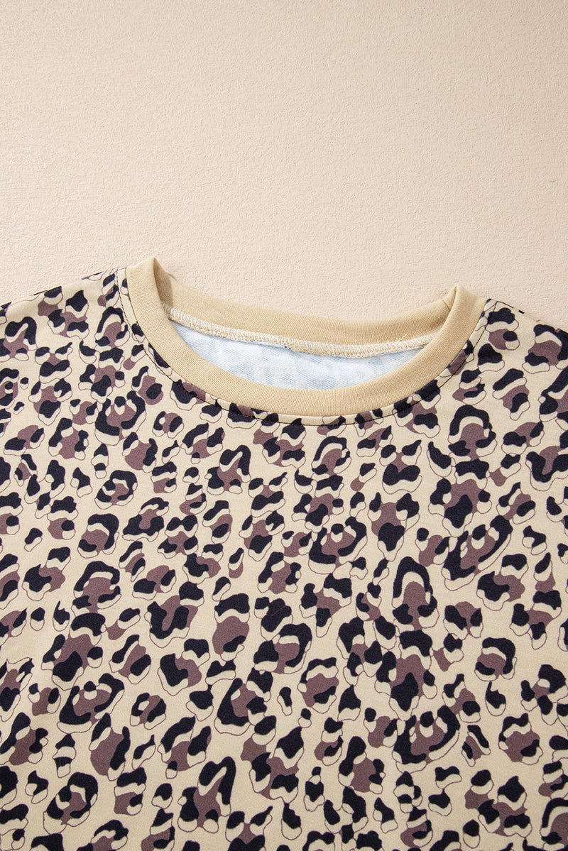 Parchment Leopard Print Crew Neck Sweatshirt