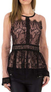 MESH LACE BLOUSE ALIDA black-pink